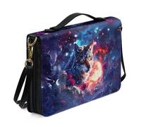 ZIATUBLES Borsa per bibbia per chiesa cristiana con tracolla galassia lupo rosa stampa libro custodia per il trasporto Bibbia Protector Book Organizer Holder per studio di preghiera, 2XL