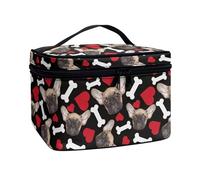 ZIATUBLES Borsa per il trucco da donna con manico superiore confezioni cosmetiche portatile treno borsa da toilette di grande capacità per le vacanze, Boston Terrier Bone Love, Taglia unica