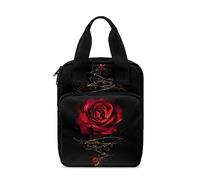 ZIATUBLES Borsa per la Bibbia con manico e cerniera, per donne, uomini, bambini, borsa per la Bibbia portatile, Rosa rossa floreale., Taglia unica, moderno