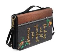 ZIATUBLES Borsa per la Bibbia con stampa di versi biblici retrò con foglia, per chiesa cristiana, con tracolla, custodia per il trasporto di libri, protezione per libri, organizer per preghiera, XL