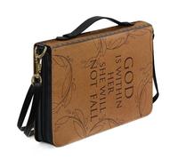 ZIATUBLES Borsa per la Bibbia con stampa retrò con foglie e versi biblici, per donne e uomini, custodia portatile per il trasporto della Bibbia con tracolla, borsa organizer per libri per preghiera