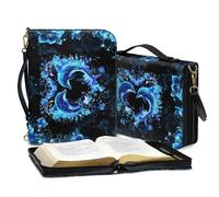 ZIATUBLES Borsa per la Bibbia con stampa vintage di delfini e fiori per donne e uomini, custodia per il trasporto della Bibbia, borsa cristiana, organizer per libri e scritture, con tracolla per