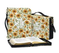ZIATUBLES Borsa per la copertura della Bibbia con tracolla Custodia per il trasporto della Bibbia Retro Flower Leaf Love Print Book Organizer Holder per donne ragazze Borsa protettiva per libri per