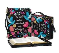 ZIATUBLES Borsa per la copertura della Bibbia con tracolla Retro Flower Hummingbird Print Bibbia Custodia protettiva per libro per donne e ragazze, borsa cristiana portatile per studio di preghiera,