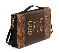 ZIATUBLES Borsa protettiva per libri con stampa di versi biblici retrò con girasole e versi biblici, grande capacità, custodia per la preghiera cristiana, custodia in ecopelle con tracolla, L