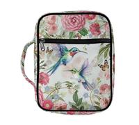 ZIATUBLES Copertina per bibbia con stampa di colibrì retrò con tasca con cerniera per donne, uomini, ragazzi e ragazze, custodia per libri con manico superiore, protezione per scrittura, borsa per