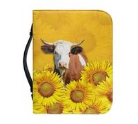 ZIATUBLES Copertina per bibbia della chiesa con manico superiore, motivo girasole, bovini, mucca, porta libri per studenti, per preghiera, portatile, per donne e uomini, lavoro all'aperto, 2XL