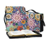 ZIATUBLES Copertine della Bibbia per Bibbia cristiana Custodia da trasporto con tracolla Stampa Fiore Boemia Borsa protettiva per la preghiera Studio Grande Capacità Borsa Bibbia Chiesa, M