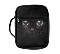 ZIATUBLES Copertine per bibbia con motivo gatto nero con tasche borse portatili per bibbia con manico per donne uomini libro borsa porta bibbia per preghiera cristiana studio biblico