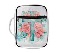 ZIATUBLES Copertine per Bibbia con stampa floreale con rose retrò per donne e uomini, borsa per la Bibbia grande borsa per la Bibbia con manico Borsa tote con cerniera Tasca per Bibbia Forniture per