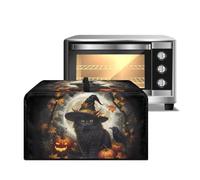 ZIATUBLES Copertura antipolvere antipolvere per forno a microonde con stampa di zucca di gatto nero di Halloween, copertura protettiva per piano di lavoro a microonde resistente al calore, copertura