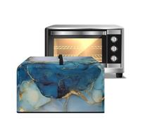 ZIATUBLES Copertura antipolvere lavabile per forno a microonde, in tela, per piano di lavoro e microonde, stampa marmorizzata blu e oro, copertura decorativa per friggitrice ad aria, forno Samrt, L