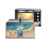 ZIATUBLES Copertura antipolvere lavabile per forno a microonde, in tela, per piano di lavoro, microonde, spiaggia, tartaruga marina, stampa stella marina, decorazione per cucina, friggitrice ad aria