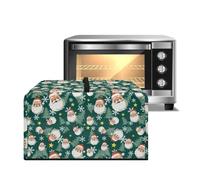 ZIATUBLES Copertura antipolvere per forno a microonde con manico, resistente al calore, per friggitrice ad aria, tostapane, forno, tessuto di tela verde con stampa di Babbo Natale, copertura