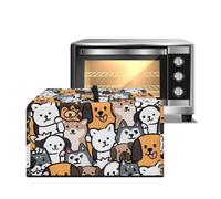 ZIATUBLES Copertura antipolvere per forno a microonde con stampa di cani cartoni animati, con manico, resistente al calore, copertura antipolvere per friggitrice ad aria, tostapane, forno in tela