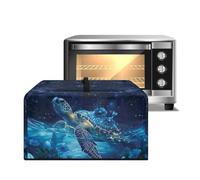 ZIATUBLES Copertura antipolvere per forno a microonde con stampa floreale blu con manico resistente al calore, per friggitrice ad aria, tostapane, forno, in tessuto di tela, antipolvere, S