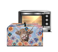 ZIATUBLES Copertura antipolvere per forno a microonde con stampa floreale bohemien con mucca delle Highland, protezione portatile per piano di lavoro a microonde, in tela antimacchia, copertura per