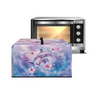 ZIATUBLES Copertura antipolvere per forno a microonde con stampa floreale di ibisco rosa, con manico, resistente al calore, per friggitrice ad aria, tostapane, forno, in tessuto di tela, antipolvere