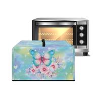 ZIATUBLES Copertura antipolvere per forno a microonde, con stampa floreale sfumata rosa, copertura antipolvere per piano di lavoro a microonde, copertura protettiva resistente al calore, per