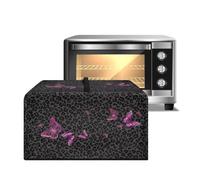 ZIATUBLES Copertura antipolvere per forno a microonde con stampa leopardata nera, resistente al calore, protezione in tessuto di tela per tostapane e friggitrice ad aria, L