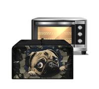 ZIATUBLES Copertura antipolvere per forno a microonde portatile nera con stampa di carlino 3D con manico, accessorio da cucina Proector per forno a microonde friggitrice ad aria Samrt custodia per