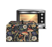 ZIATUBLES Copertura antipolvere per forno a microonde, protezione antipolvere per piano di lavoro, copertura protettiva per forno a microonde, stampa retrò con funghi e libellule, resistente al calore