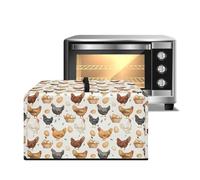 ZIATUBLES Copertura antipolvere per forno a microonde, resistente al calore, protezione per piano di lavoro e microonde, con stampa di uova, gallo, pollo, tela, copertura in tessuto per tostapane