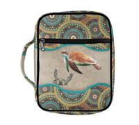 ZIATUBLES Copertura per Bibbia in poliestere con manico Boho Mandala tartaruga marina modello Bibbia Pack per donne uomini grande capacità Bibbia Carrier caso titolare libro per la Bibbia cristiana