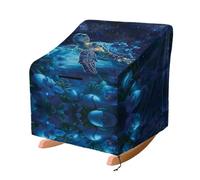 ZIATUBLES Copertura per sedia da patio con stampa di tartarughe blu e stelle, copertura impermeabile per sedie a dondolo per prato, 83 x 89 x 92 cm
