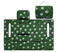 ZIATUBLES Copertura per sedile pieghevole per carrello da golf, con stampa verde, accessori per carrelli da golf, decorazione per cuscini, carrelli portatili, asciugamano per 2 persone