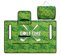 ZIATUBLES Coprisedile per carrello da golf, con stampa di erba verde, pieghevole, cuscino da golf, con tasche, imbottitura trapuntata, facile da trasportare e pulire