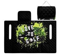 ZIATUBLES Coprisedile portatile per golf cart verde splatter Love to Golf Print Accessori per carrello da golf Protezione cuscino pieghevole cuscino asciugamano coperta per carrelli EZGO Yamaha