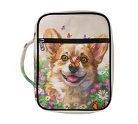 ZIATUBLES Corgi, custodia protettiva per libri di grandi dimensioni, con stampa floreale e farfalle, per donne e uomini, con segnalibro, per studio cristiano all'aperto