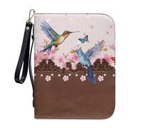 ZIATUBLES Custodia per bibbia con tasche con cerniera, in pelle PU, borsa per la Bibbia con tracolla, borsa cristiana per preghiera, L-2XL, Fiori Di Pesco Colibrì Farfalla, XL