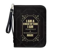 ZIATUBLES Custodia per bibbia con tasche con cerniera, in pelle PU, borsa per la Bibbia con tracolla, borsa cristiana per preghiera, L-2XL, Versi della Bibbia Nera Vintage, XXL