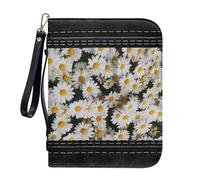 ZIATUBLES Custodia per bibbia in finta pelle con cinghia, borsa per la Bibbia da donna, borsa cristiana per proteggere le scritture, L-2XL, Margherita nera, L