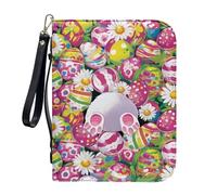 ZIATUBLES Custodia per bibbia in finta pelle con tracolla, porta bibbia per chiesa e studio, L-2XL, Uovo di Pasqua Bunny Daisy Flower, XXL