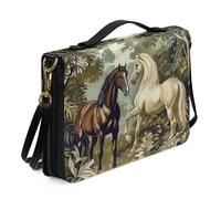 ZIATUBLES Custodia per bibbia in finta pelle retrò con stampa di cavallo della foresta borsa per la Bibbia borsa portatile per libri per donne uomini forniture per preghiera all'aperto per studio e