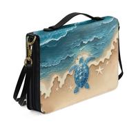 ZIATUBLES Custodia per bibbia in pelle PU con stampa tartaruga marina spiaggia per donne uomini preghiera chiesa bibbia borsa cristiana con tracolla organizer per libri, L