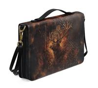 ZIATUBLES Custodia per bibbia in pelle PU con tracolla per la Bibbia con tracolla Grunge caccia cervo alce stampa leggera borsa cristiana organizer per libri per donne uomini, L