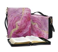 ZIATUBLES Custodia per bibbia in pelle PU per bibbia con stampa di marmo cristiano, custodia per il trasporto con tracolla, borsa protettiva per libri di grande capacità, per preghiera e studio