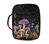 ZIATUBLES Custodia per Bibbia leggera per donne e uomini, grande borsa per la Bibbia con manico, borsa tote con tasca con cerniera per forniture per lo studio della Bibbia, stampa astratta con funghi