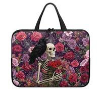 ZIATUBLES Custodia per laptop da 10-17 pollici, con stampa di scheletro umano, corvo nero, rosa, custodia per computer portatile da 10 a 17 pollici, borsa per studenti e adulti, lavoro e studio, 30,5