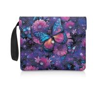 ZIATUBLES Custodia per libri con stampa stellata con farfalla viola per gli amanti dei libri Coperture protettive con chiusura a bottone Custodia per libri in brossura 30 x 24 cm Custodia per il