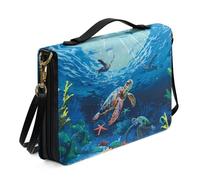 ZIATUBLES Custodia per libri con tracolla per bibbia, custodia per la bibbia, protezione per scritture, borsa cristiana per preghiera, Tartaruga Marina Corallo, xx-large