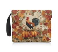ZIATUBLES Custodia per libri per amanti dei libri, copertine protettive per libri con foglie autunnali, zucca, gallo, stampa, chiusura a bottone, custodia per libri in brossura 30 x 24 cm, custodia