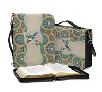 ZIATUBLES Custodia protettiva per libri biblici di grande capacità per la Bibbia cristiana con tracolla Boho Mandala colibrì stampa libro borsa protettiva per preghiera studio Scrittura, 2XL