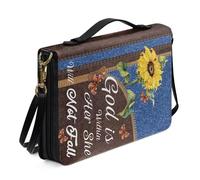 ZIATUBLES Custodia protettiva per libri con stampa di girasole, farfalla e versi della Bibbia, in pelle PU, organizer per bibbia, con tracolla, per donne e uomini, cristiana, M