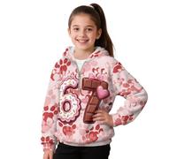 ZIATUBLES Felpa con cappuccio a mezza zip per bambine e ragazze, a maniche lunghe, per autunno e inverno, 4-15 anni, 67 Ciambella Cioccolato Cane Paw, 4-5 Years