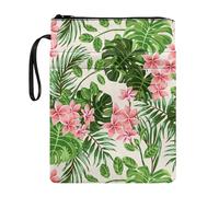 ZIATUBLES Plumeria - Custodia per libri con stampa floreale e foglia di palma, per gli amanti dei libri, copertina rigida, con cerniera, per scuola, classe, biblioteca, lettori
